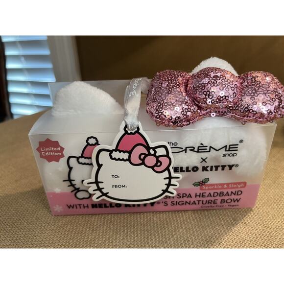 Hello Kitty Sequined Pink Bow Creme Shop Spa Headband Limited Edition NEW - Picture 2 of 10